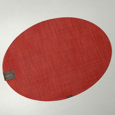 Chilewich Vinyl Placemats / Mini Basketweave Scarlet Oval
