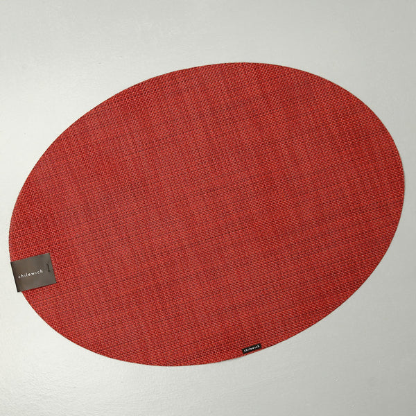 Chilewich Vinyl Placemats / Mini Basketweave Scarlet Oval