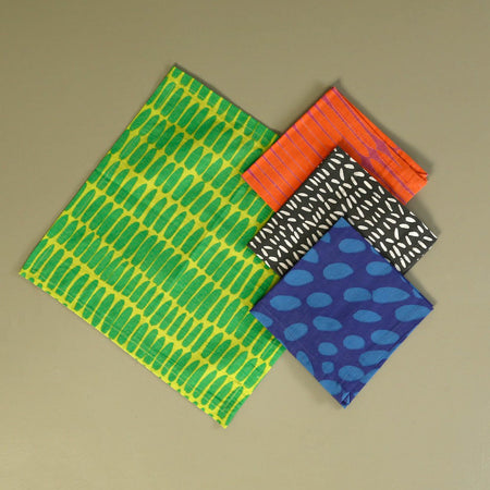 Vibrant Assorted Cotton Cocktail Napkins / 4pc set