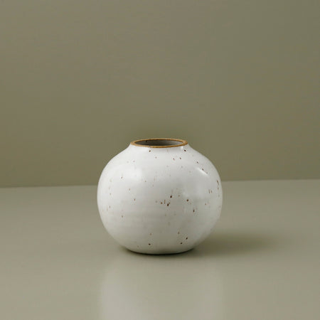 Small White Speckle Bud Vase