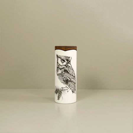 Laura Zindel Canister Vase / Small / Screech Owl #1