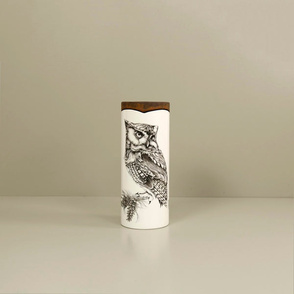 Laura Zindel Canister Vase / Small / Screech Owl #1