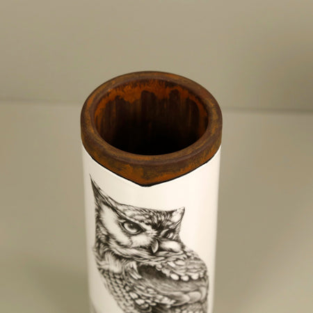 Laura Zindel Canister Vase / Small / Screech Owl #1