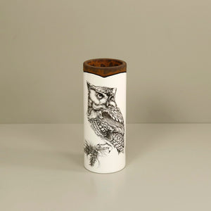 Laura Zindel Canister Vase / Small / Screech Owl #1