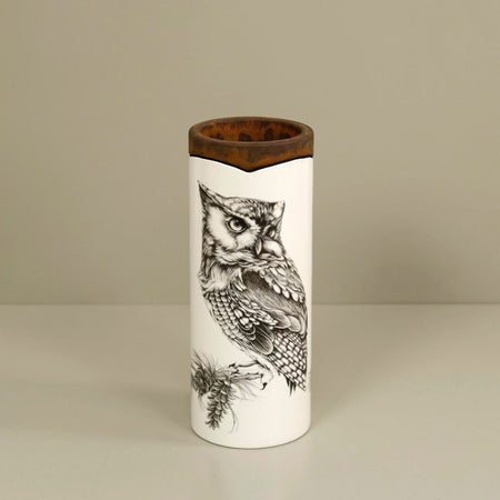 Laura Zindel Canister Vase / Small / Screech Owl #1