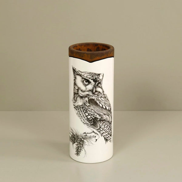 Laura Zindel Canister Vase / Small / Screech Owl #1