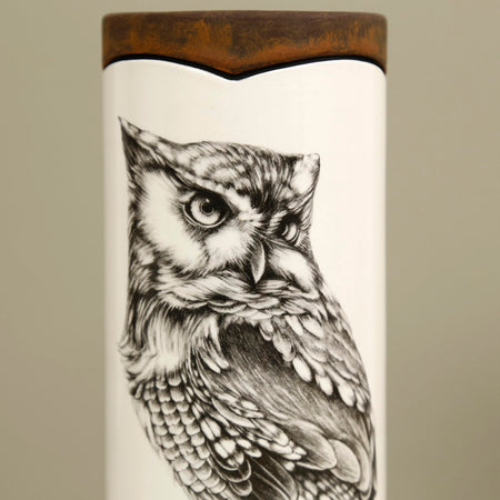 Laura Zindel Canister Vase / Small / Screech Owl #1