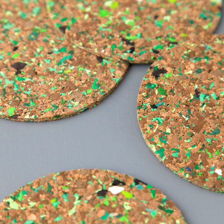 Speckled Cork Coaster Set / Green