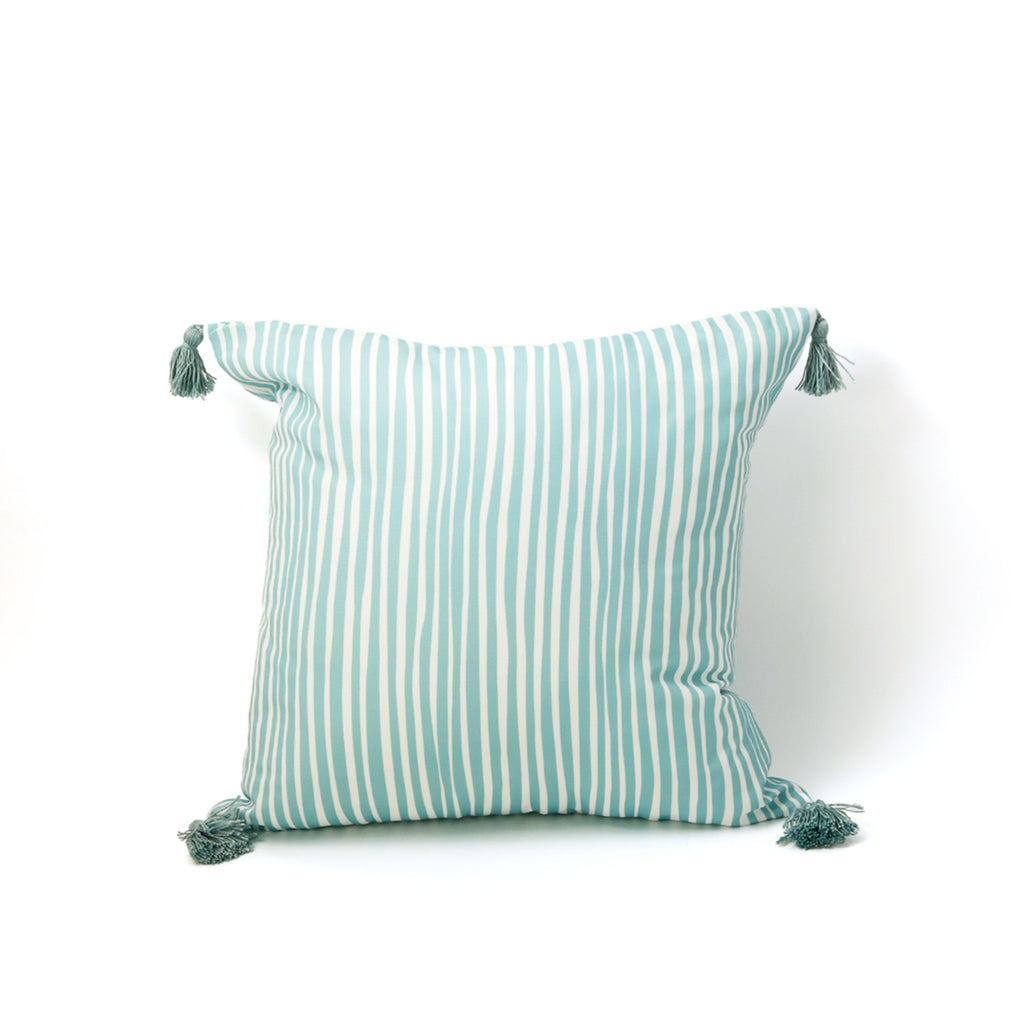 Outdoor Square Pillow / Striped Turquoise