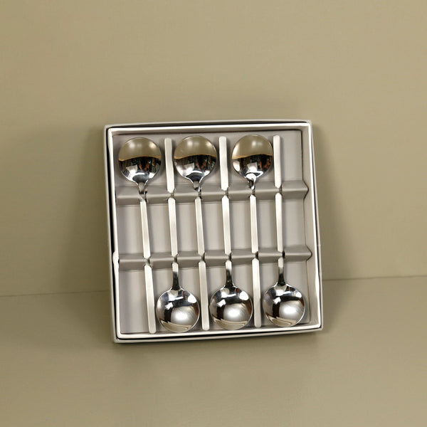 Stile Moka Brushed Handle Coffee Spoons / Set of 6 Boxed