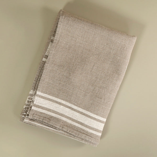 Stripes Linen Tablecloth / Taupe