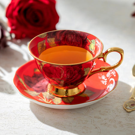 Bone China Tea Cup & Saucer / Gold Rose