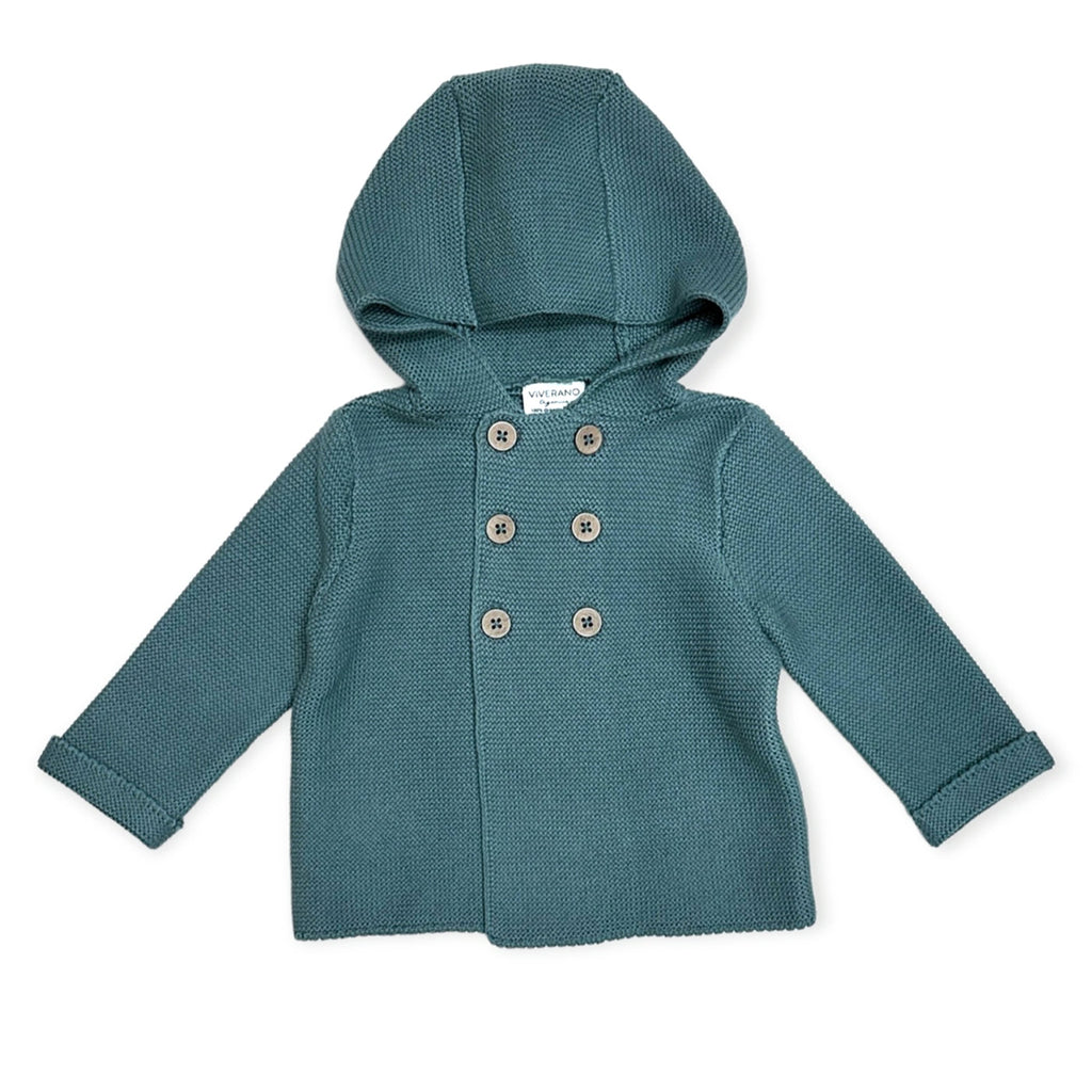 Double Button Hooded Sweater Jacket