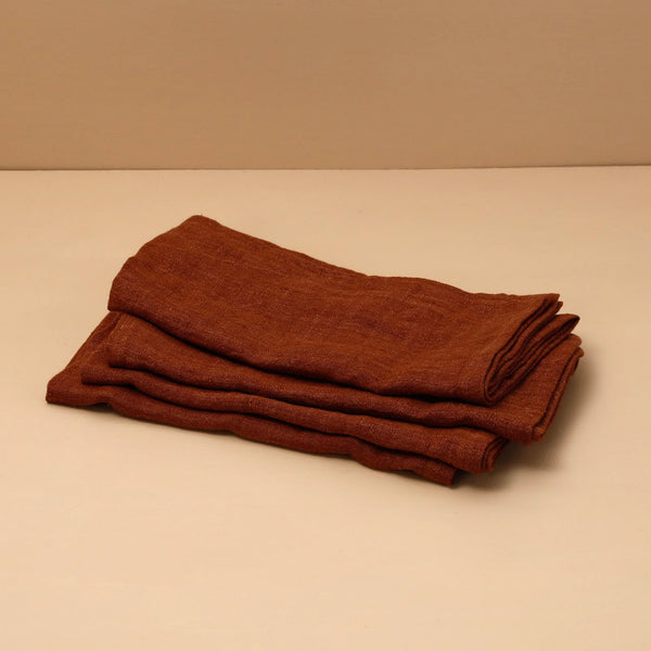 Stonewashed Linen Napkins 4pc / Terra Cotta