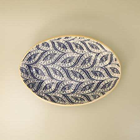 Medium Nested Oval Bowl / Cobalt / Paisley