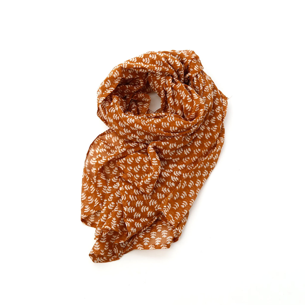 Block Print Cotton Scarf / Tula Pumpkin