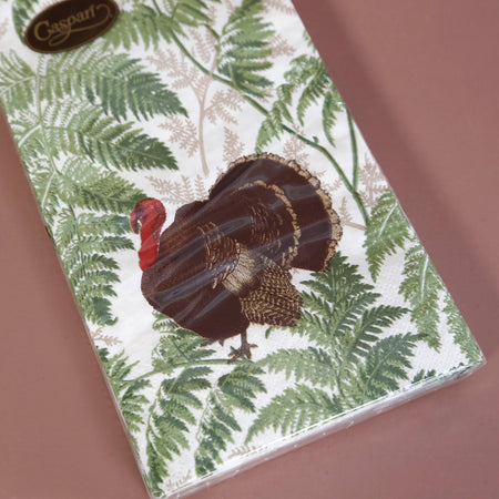 Caspari Paper Guest Napkins / Turkey Among Ferns