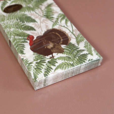 Caspari Paper Guest Napkins / Turkey Among Ferns