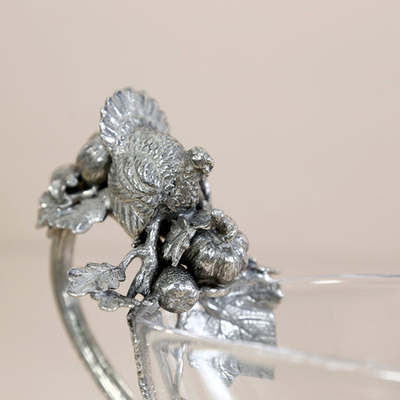 Glass and Pewter Harvest Turkey Gravy Boat