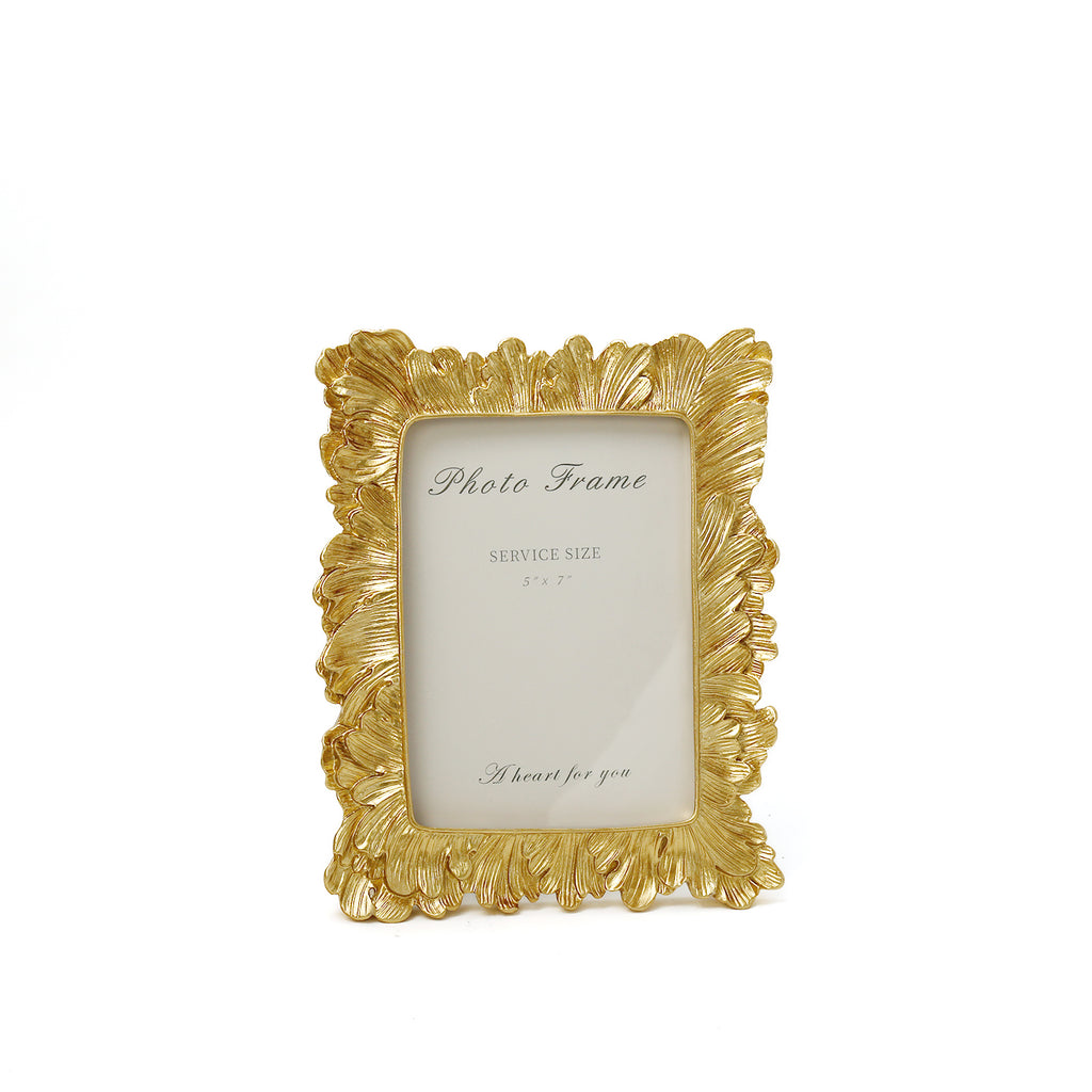 Decorative Leaf Picture Frame / Gold / 5" x 7"