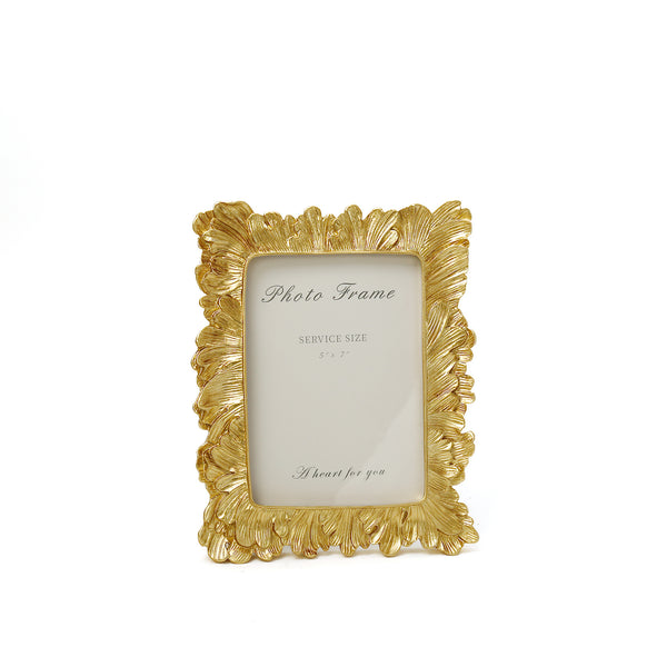 Decorative Leaf Picture Frame / Gold / 5" x 7"