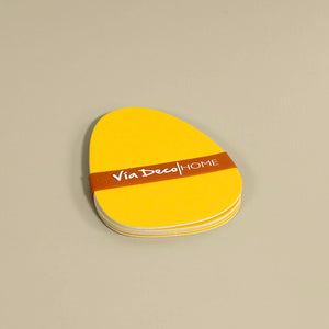 Via Deco Faux Leather Coaster / Yellow 6pc