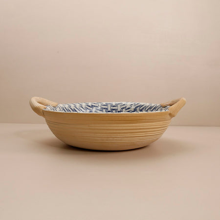 Terrafirma Handled Veggie Bowl / Wicker/ Cobalt