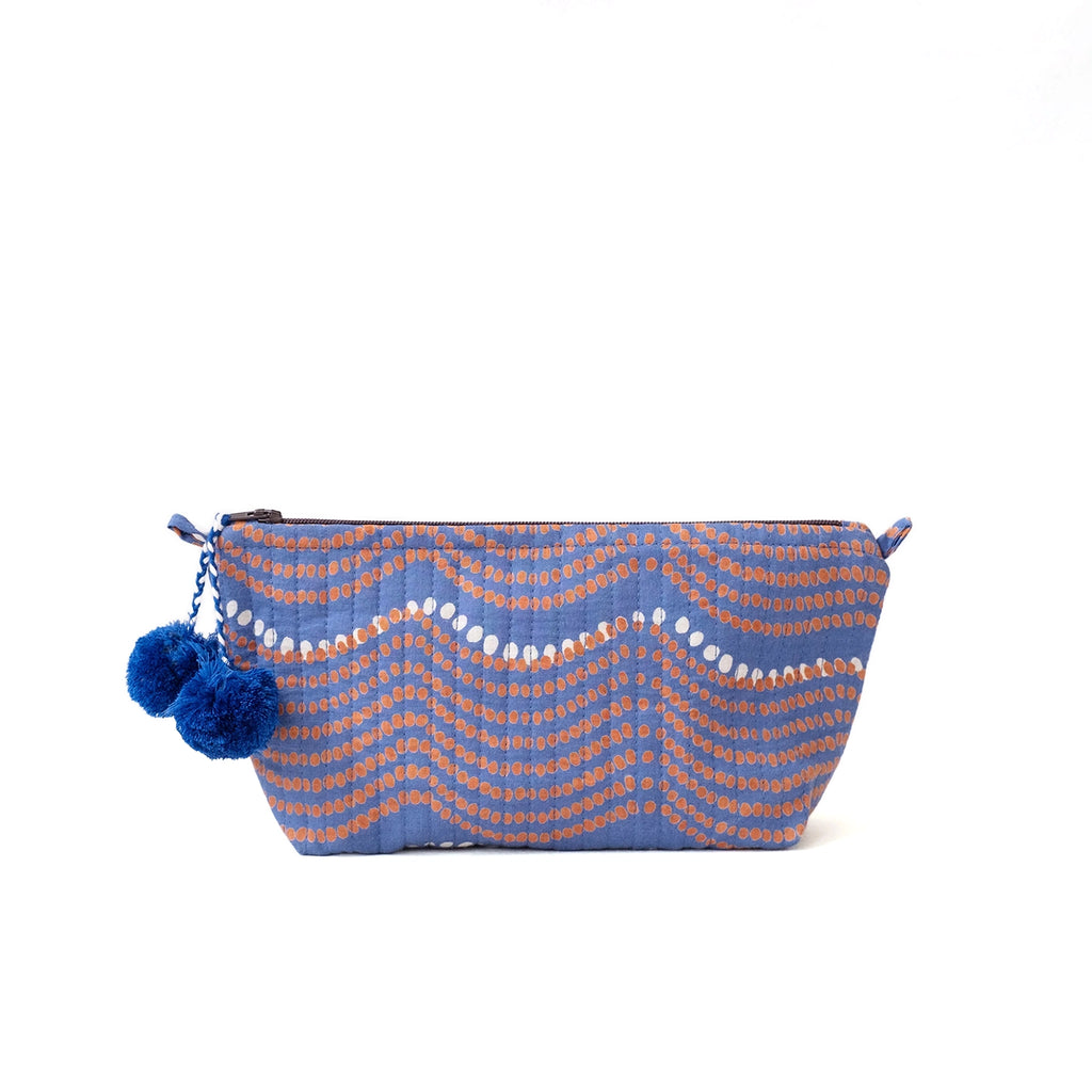 Block Print Makeup Bag / Waves Royal