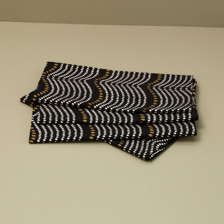 Block Print 4pc Napkin Set / Waves Navy