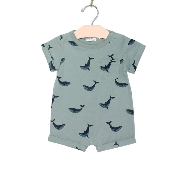 Blue Whales Short Sleeve Romper