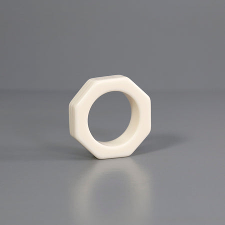 White Resin Etched Stripes Napkin Ring