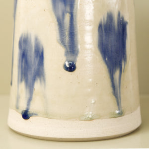 W/R/F Thrown Ceramic Vase / Large / Blue Dash on White