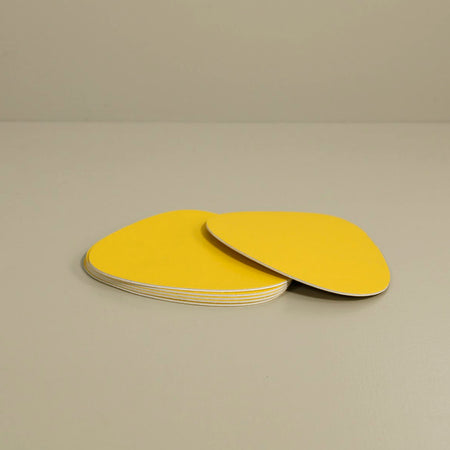 Via Deco Faux Leather Coaster / Yellow 6pc