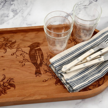 Laura Zindel Oval Cherry Serving Tray / Waxwing