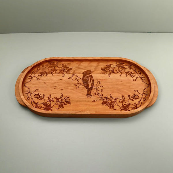 Laura Zindel Oval Cherry Serving Tray / Waxwing