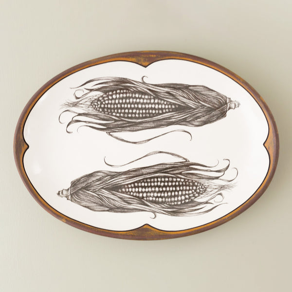 Laura Zindel Small Oval Platter / Ears of Corn