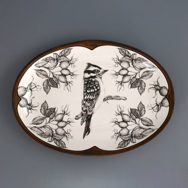 Laura Zindel Small Oval Platter / Woodpecker