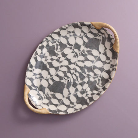 Terrafirma Handled Small Oval Platter / Aspen / Black