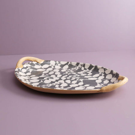 Terrafirma Handled Small Oval Platter / Aspen / Black