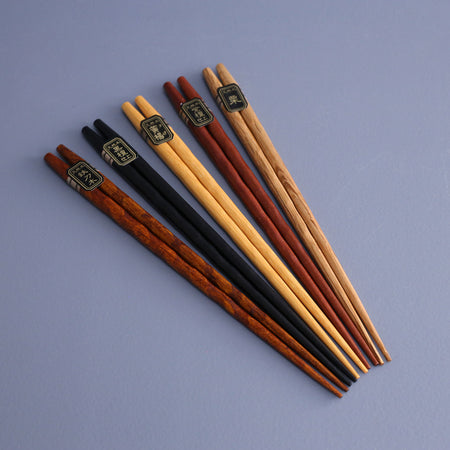 Ridged Wood Chopsticks / Set of 5 Pair Assorted