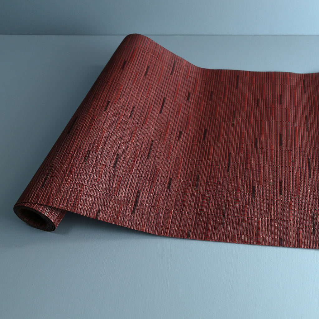 Chilewich Vinyl Table Runner / Bamboo Cranberry