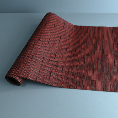 Chilewich Vinyl Table Runner / Bamboo Cranberry 14" x 72"