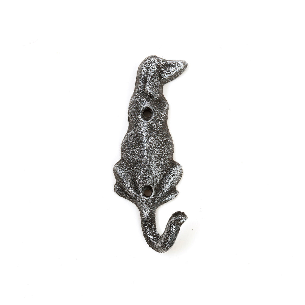 Rustic Silver Cast Iron Hook / Dog