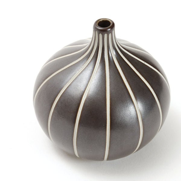 Porcelain Mini Bud Vase / Espresso Gloss Stripe