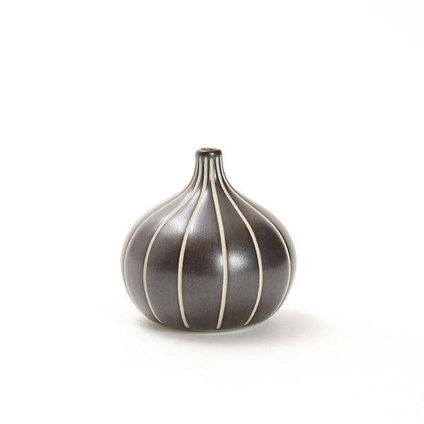 Porcelain Mini Bud Vase / Espresso Gloss Stripe