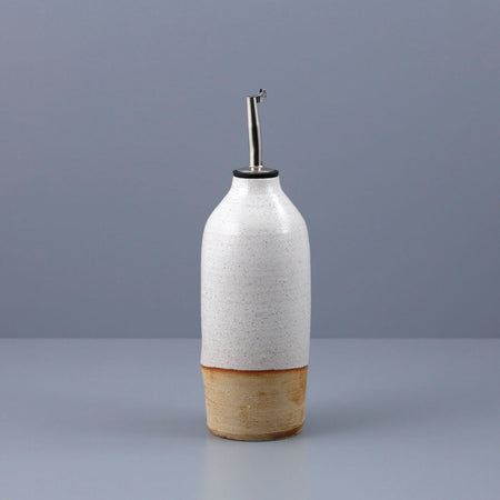 Oil and Vinegar Ceramic Bottle / White