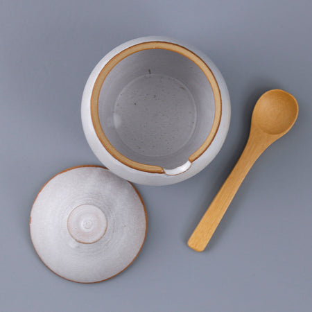 Ceramic Salt/Sugar/Spice Pot w/ Wooden Spoon