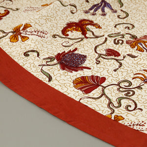 Fleur des Indes Block Print Tablecloth/ Round