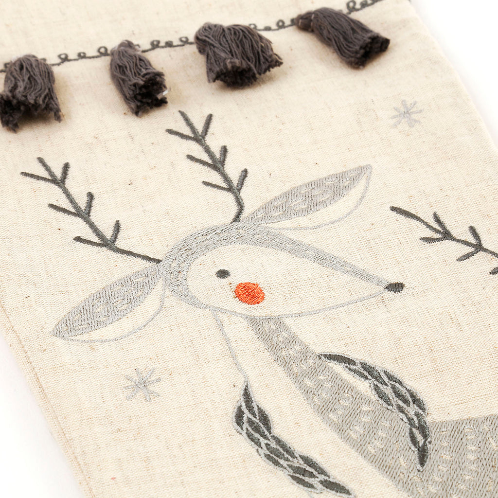 Embroidered Christmas Stocking / Deer