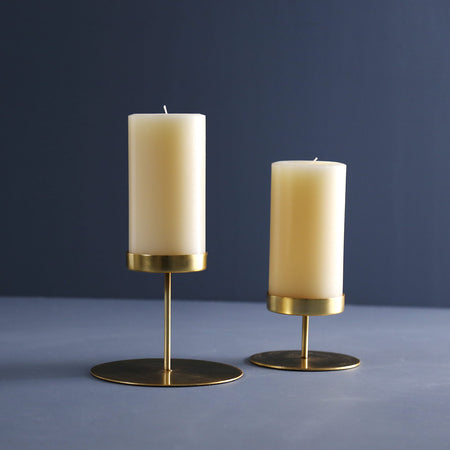 Gold Pillar Candle Holder / Short